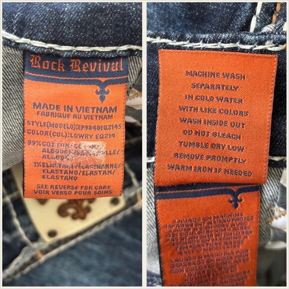 Rock Revival Lowry Rlxd St 17 Blue Denim Dark Wash Distressed sz 36 - Picture 8 of 8